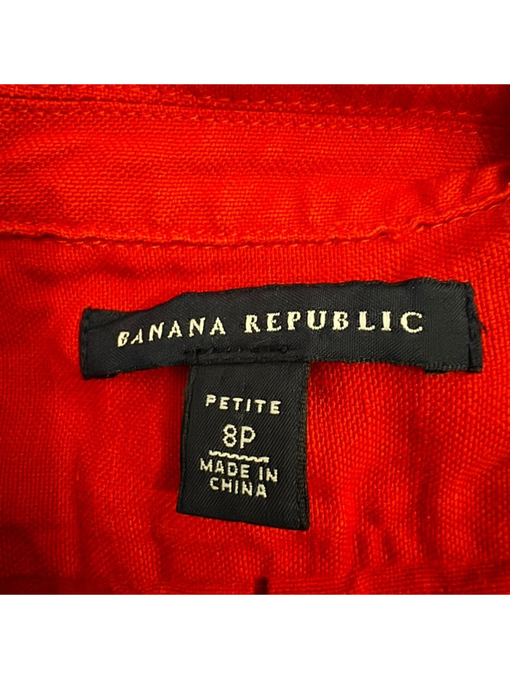 Banana Republic Red Linen Silk Belted Safari Tunic Shirt Dress Petite 8P - Picture 3 of 4